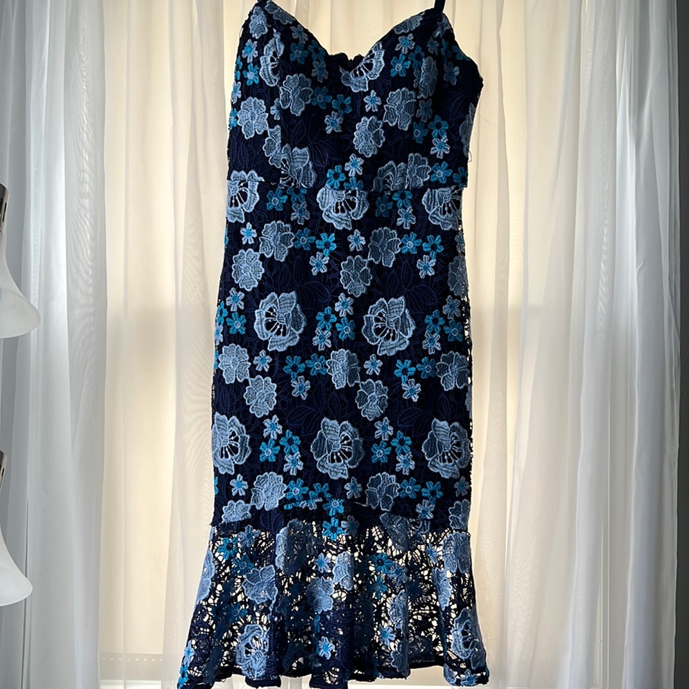 Blue Floral Lace Guess Dress